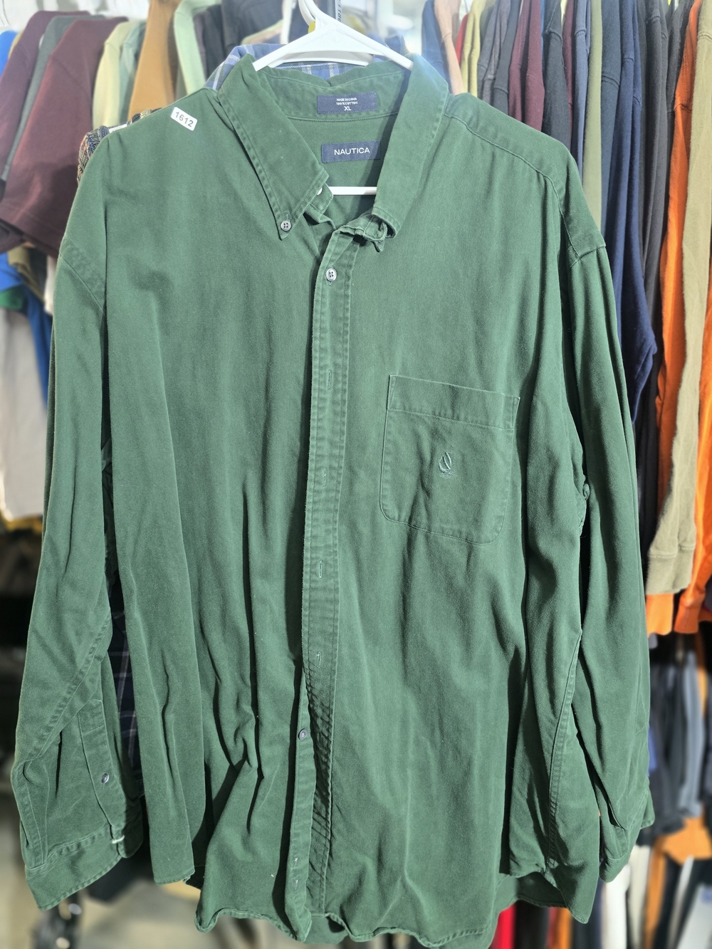 Nautica Men's Forest Green Long-Sleeve Button-Down Shirt Jacket